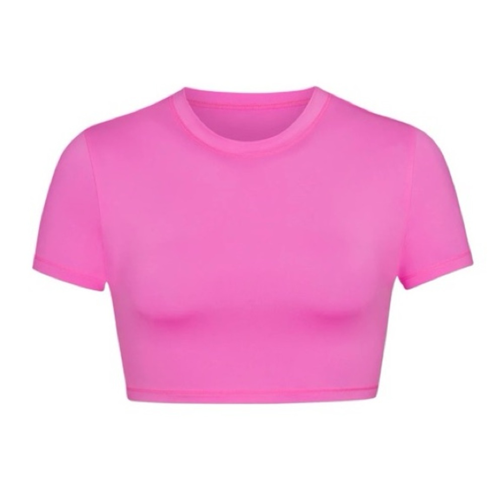 SKIMS Fits Everybody Super Cropped T-Shirt - Neon Orchid Crop Top - Picture 1 of 5